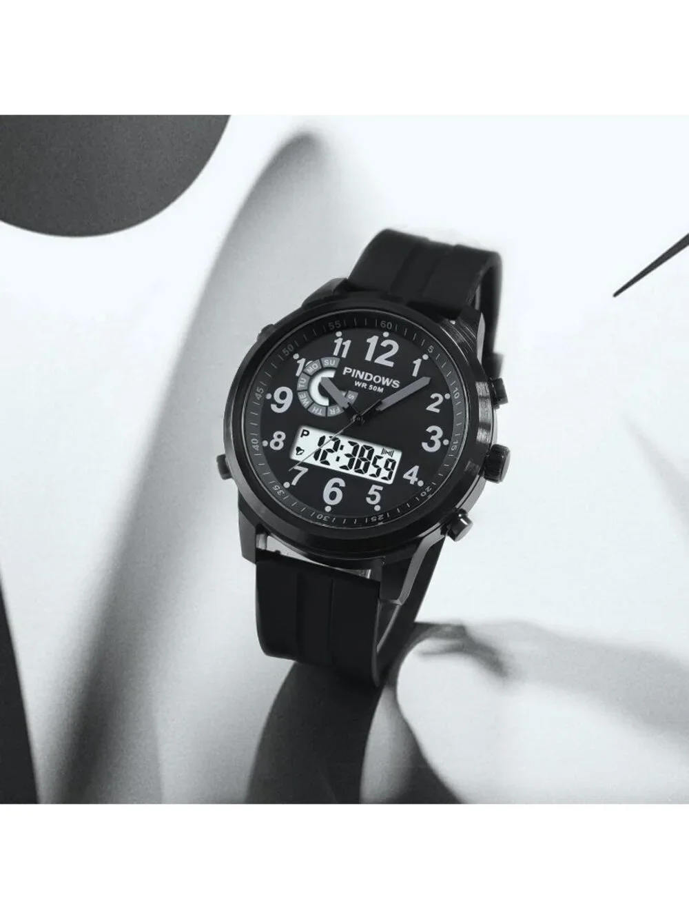 Men's Tactical Black Digital Analog Multifunction Sport Casual Wrist Watch